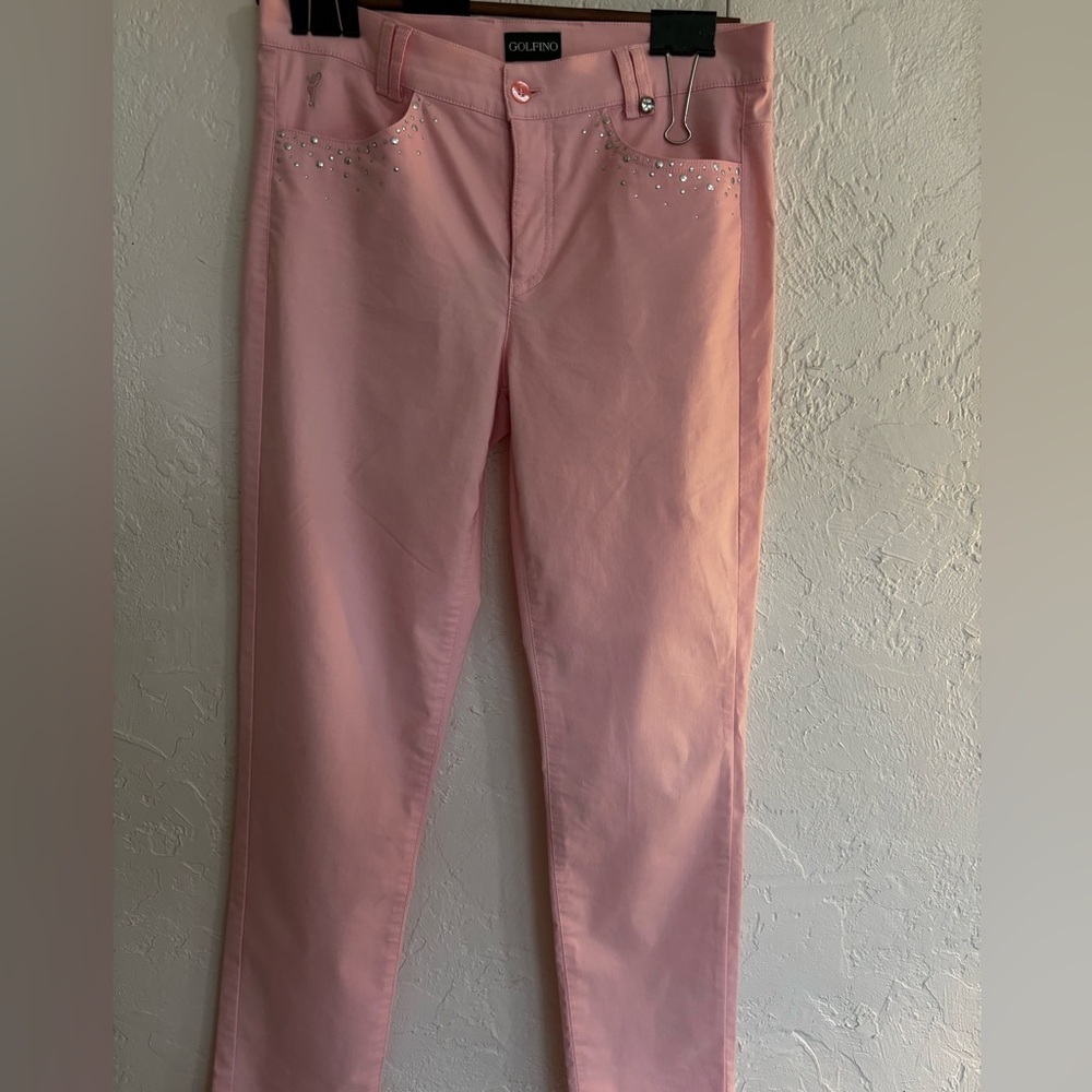 Golfino Holiday Pink Rhinestone Golf Pants Women’s US 8 / EU 38 – Festive & Chic